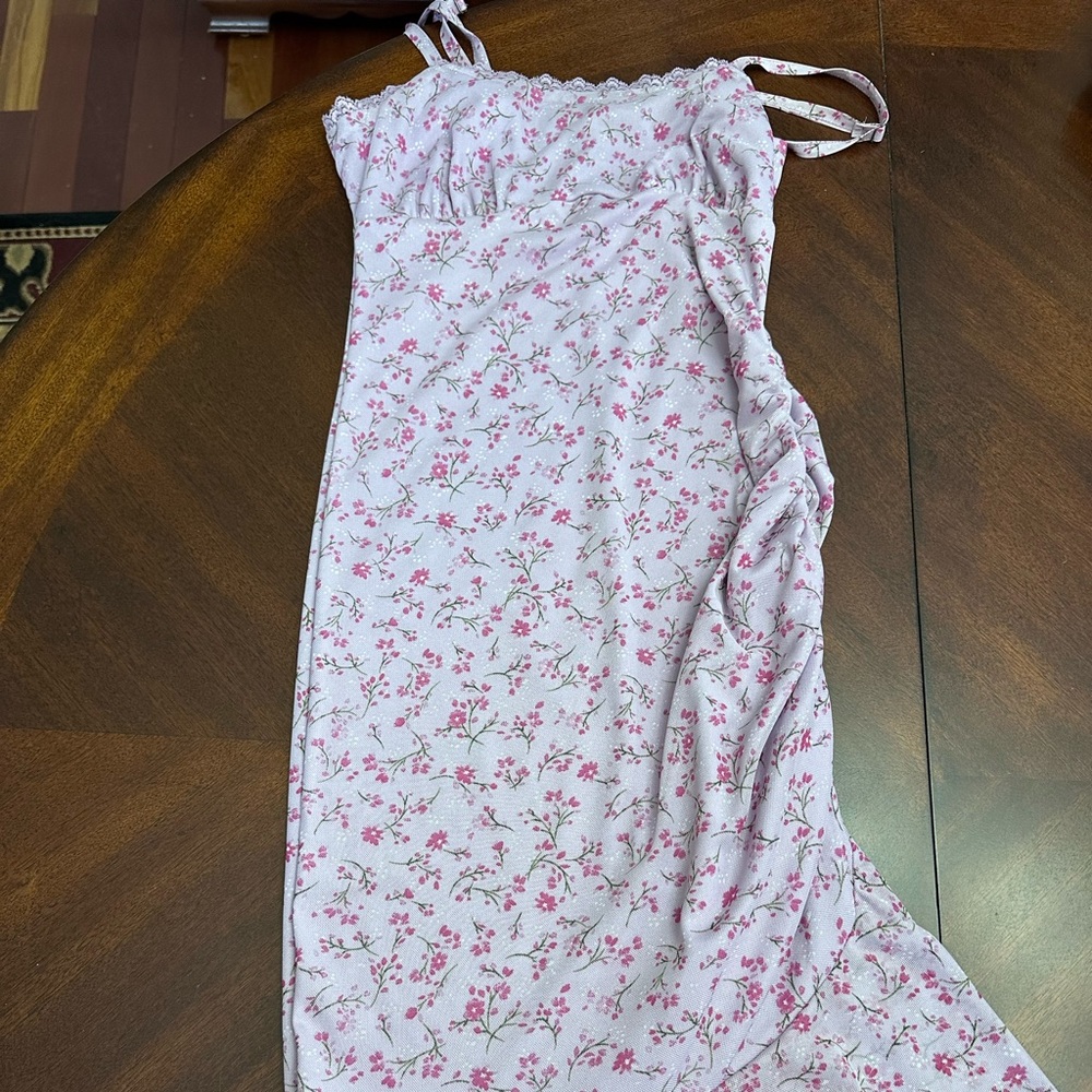 Wild Fable Lavender Floral Mesh Ruched Dress XS